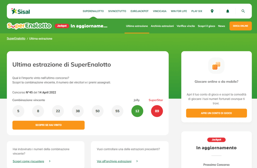 Win Italy Superenalotto