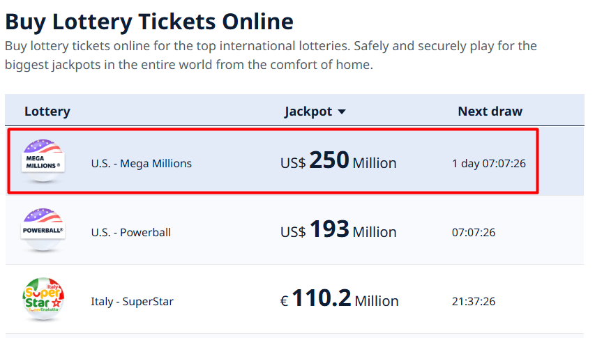 theLotter bilhetes de loteria