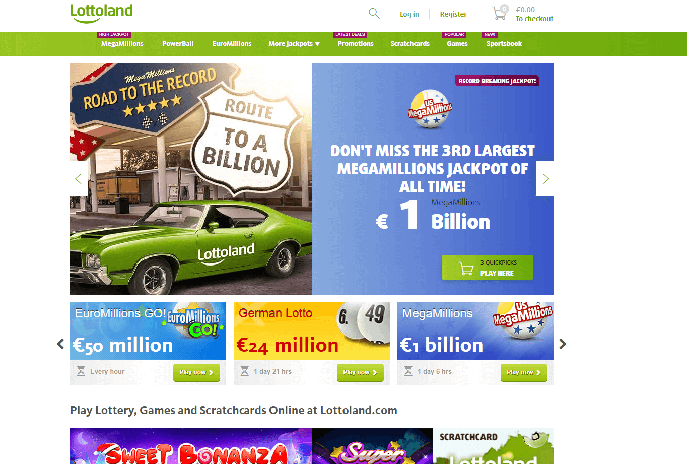 Lottoland Home Page