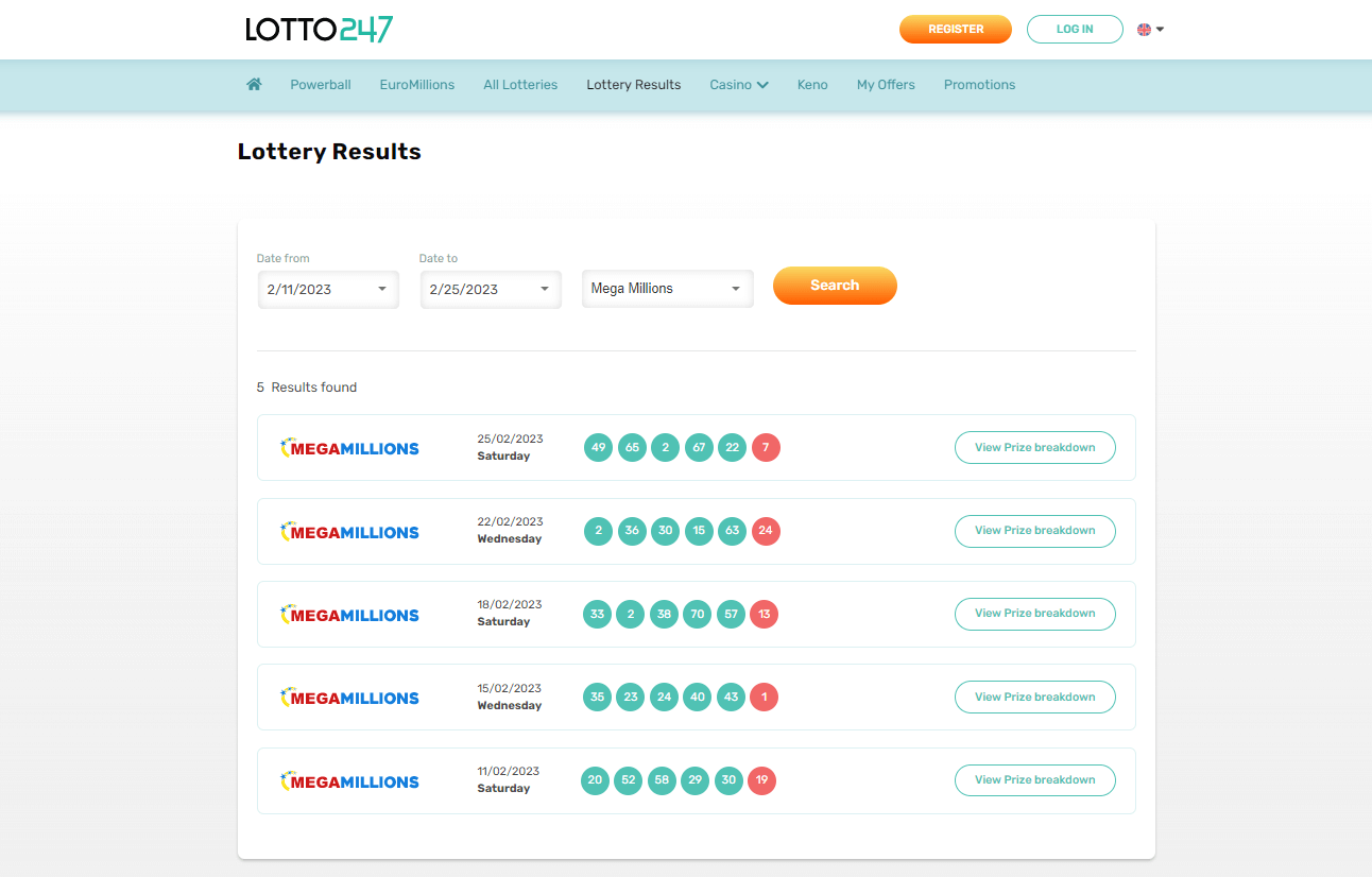 Lotto247 Search Button