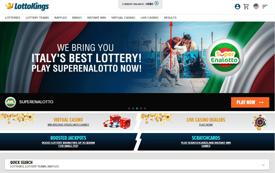 Visit LottoKings website
