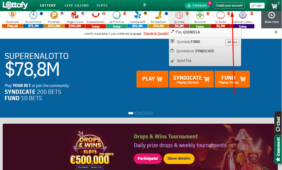 Visit Lottofy official website