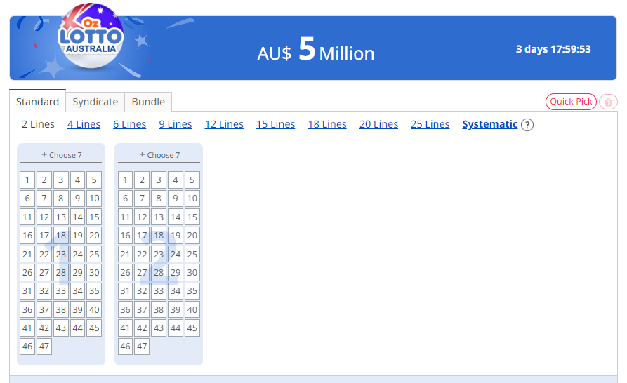 Create Your Lottery Combination in Oz Lotto
