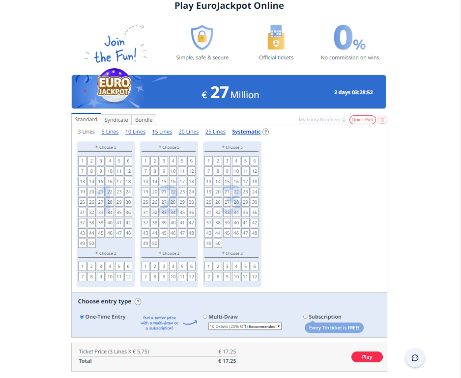 Select Your Lottery Numbers
