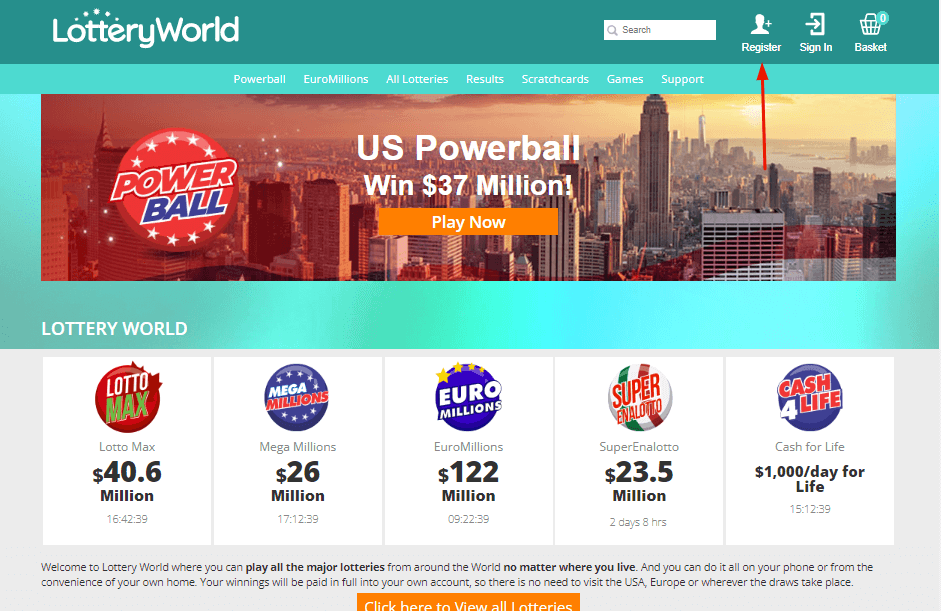 Visit Lottery World website