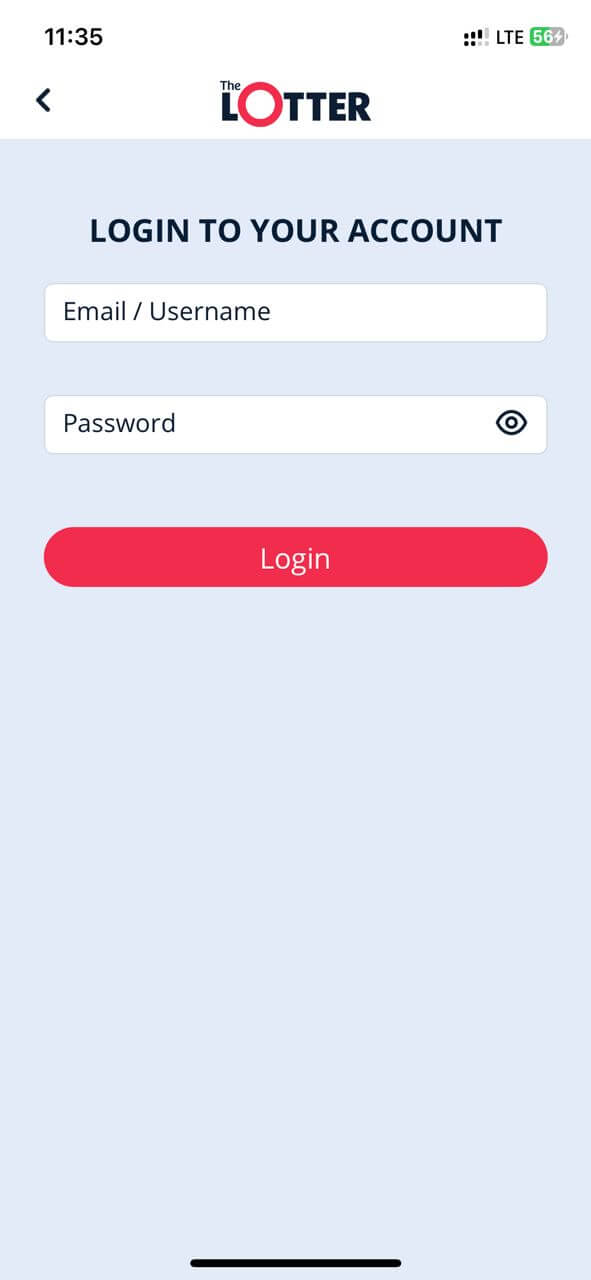 theLotter login page