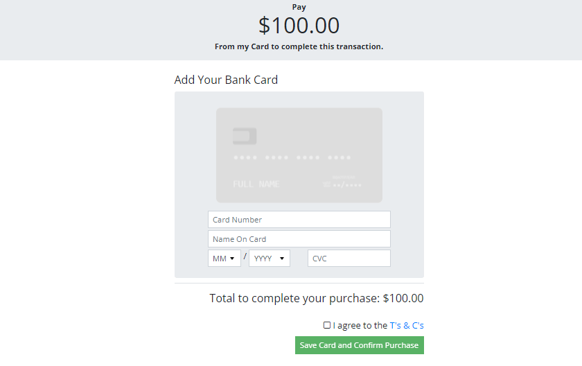 Fund your account using available payment method