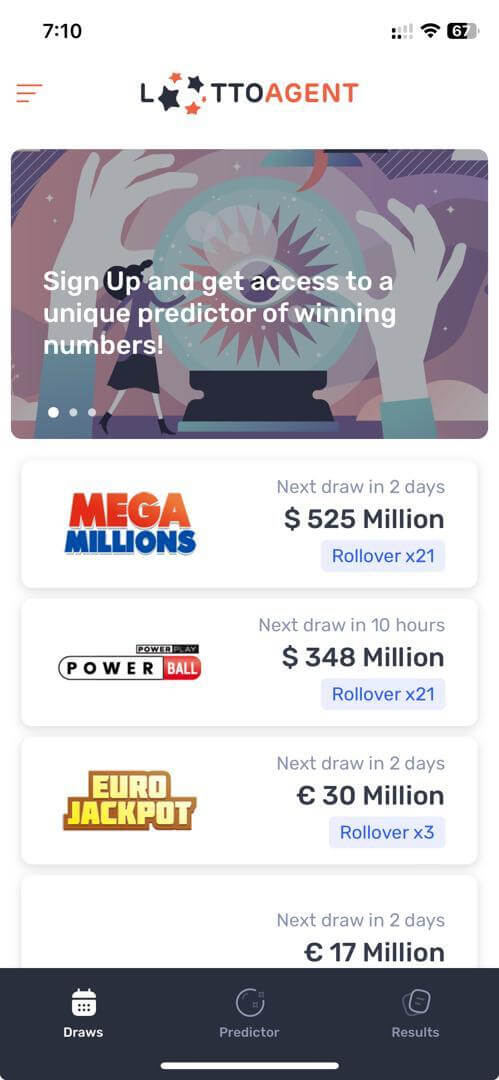 Lotto Agent lottery results app