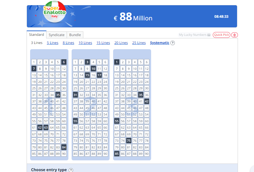 playing the SuperEnalotto lottery