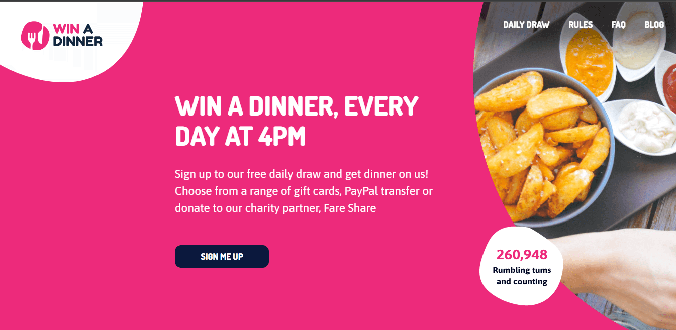 Win a Dinner Real Food Lottery for Free