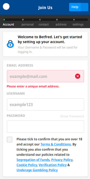 Registering at Betfred Lotto